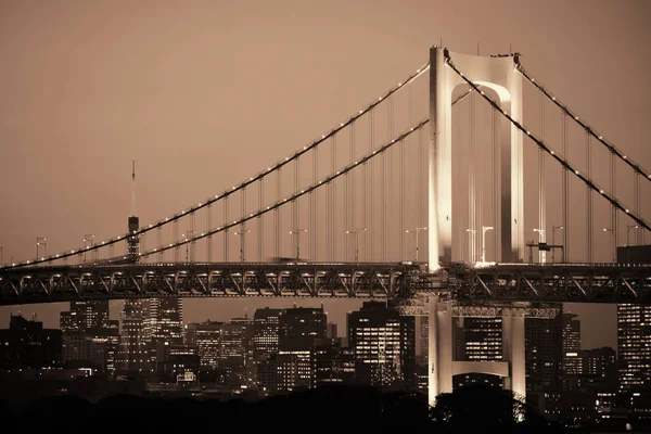 Baía Tóquio Com Ponte Arco Íris Torre Tóquio Japão — Fotografia de Stock