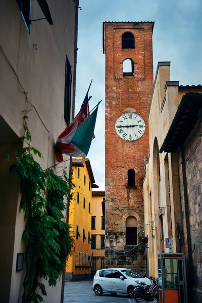 Vista Rua Lucca Com Torre Sineira Santa Maria Del Carminein — Fotografia de Stock