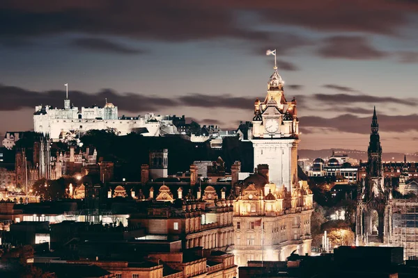 Edinburgh City View Την Νύχτα Ηνωμένο Βασίλειο — Φωτογραφία Αρχείου
