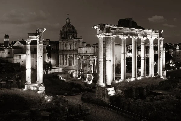 Fórum Roma Com Ruínas Arquitetura Antiga Noite Itália — Fotografia de Stock