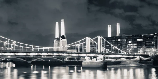 Battersea Power Station Panorama Thames River Famous London Landmark Night — Stock Photo, Image