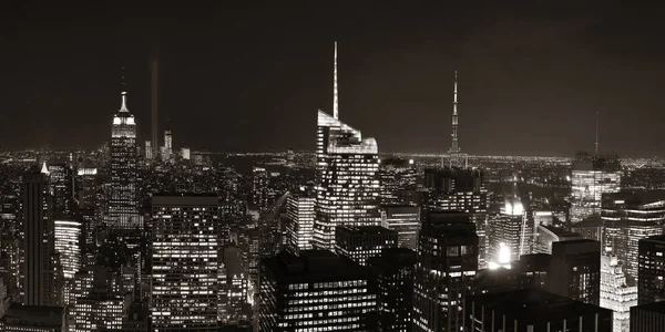 Vista Nocturna Azotea Ciudad Nueva York Con Panorama Arquitecturas Urbanas — Foto de Stock
