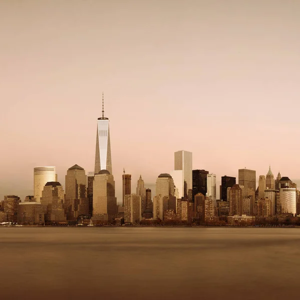 New York City Skyline Mit Wolkenkratzern Über Dem Hudson River — Stockfoto