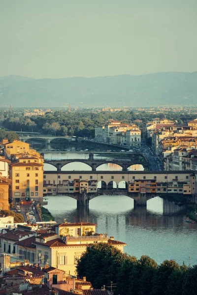 Florence Ορίζοντα Προβολή Από Piazzale Michelangelo Και Ponte Vecchio — Φωτογραφία Αρχείου