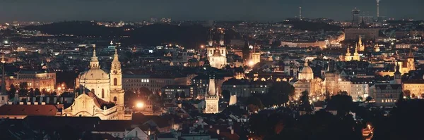 Praga Vista Panorâmica Telhado Com Edifícios Históricos Noite República Checa — Fotografia de Stock