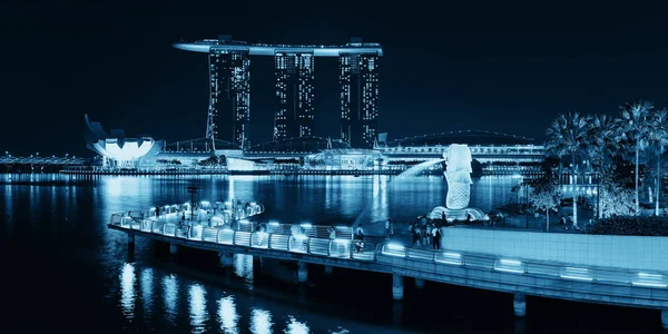 Σινγκαπούρη Ορίζοντα Νύχτα Αστικά Κτίρια — Φωτογραφία Αρχείου