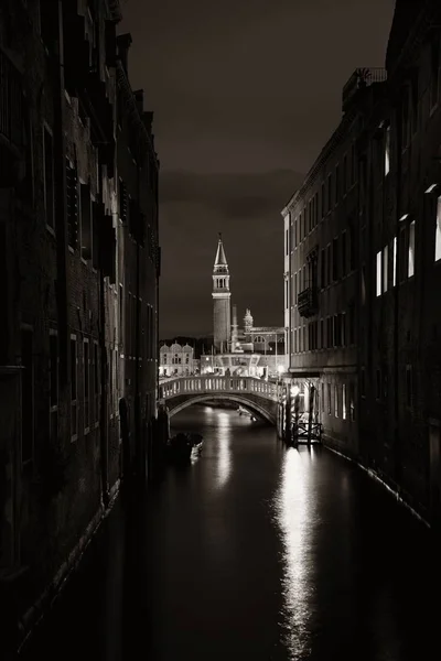 Geceleri Venedik Kanalı Manzarası San Giorgio Maggiore Tarihi Binalar Talya — Stok fotoğraf