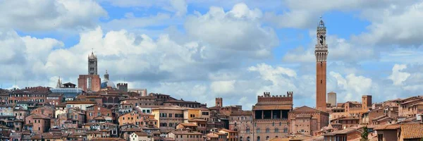 Duomo Siena Torre Del Mangia Campanile Con Edifici Storici Italia — Foto Stock