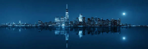 New York Nuit Avec Des Reflets Architectures Urbaines — Photo