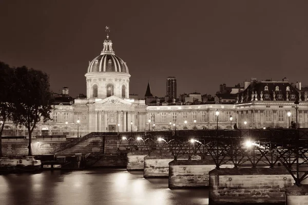 River Seine Con Pont Des Arts Institut France Notte Parigi — Foto Stock