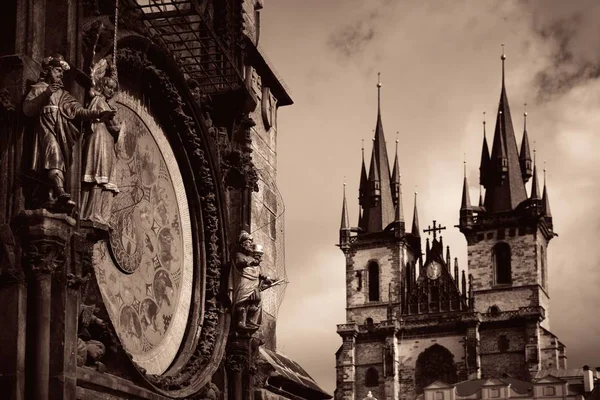 Closeup Αστρονομικό Ρολόι Στην Πλατεία Της Παλιάς Πόλης Στην Πράγα — Φωτογραφία Αρχείου