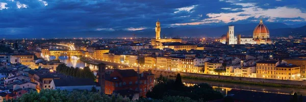 Florencja Panorama Piazzale Michał Anioł Nocy — Zdjęcie stockowe