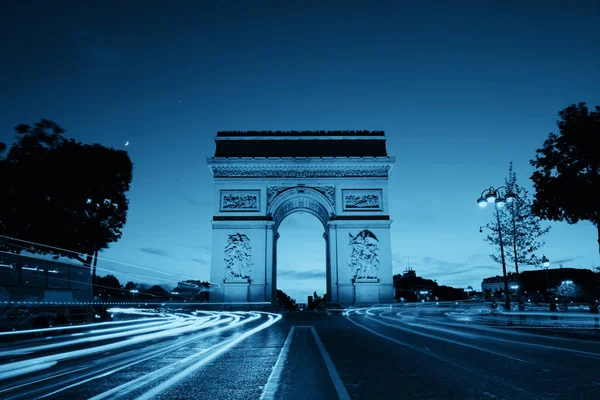 Arco Triunfo Vista Rua Noite Paris França — Fotografia de Stock