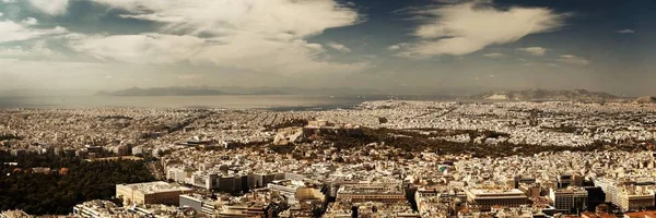 Vista Panorámica Del Horizonte Atenas Desde Monte Lykavitos Con Acrópolis —  Fotos de Stock