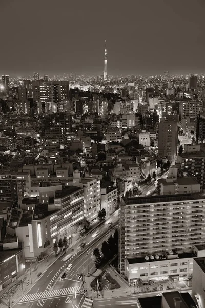 東京スカイツリーと都市スカイライン屋上からの夜景 — ストック写真