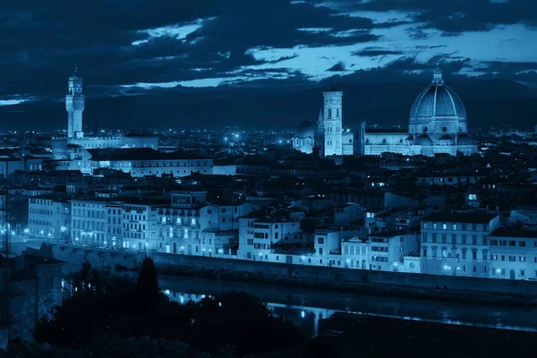 Floransa Katedrali Gece Piazzale Michelangelo Dan Gökyüzü Manzaralı — Stok fotoğraf