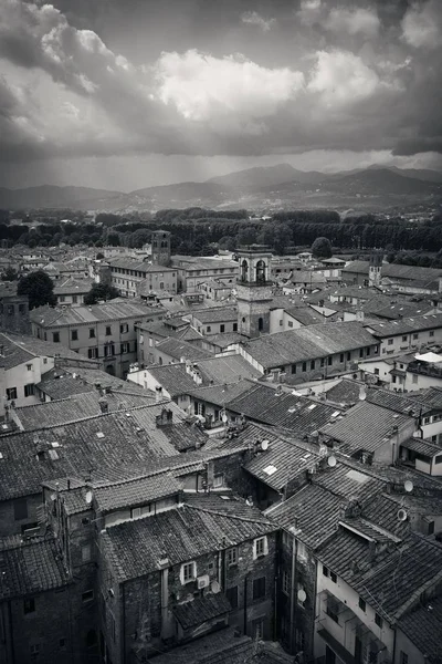 Lucca Dachterrasse Mit Roten Dächern Historischer Gebäude Und Bergkette Italien — Stockfoto