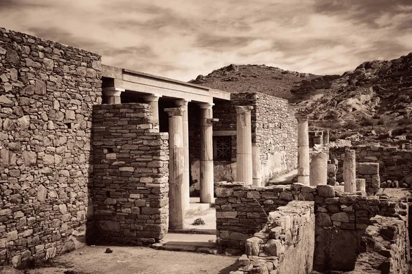 Tempel Historiska Ruiner Delos Nära Mikonos Grekland — Stockfoto