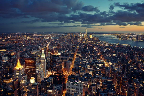 New York City Centrum Skyline Uitzicht Nachts — Stockfoto