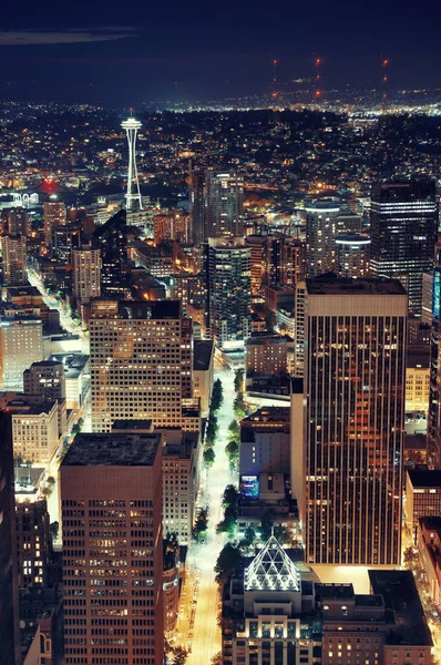 Seattle Rooftop Panorama View Urban Architecture Night — Stock Photo, Image