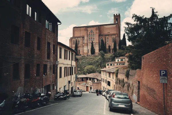 Straßenansicht Mit Alten Gebäuden Siena Italien — Stockfoto