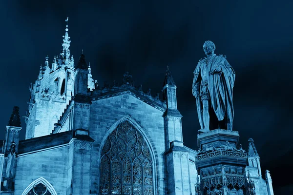 Catedral San Giles Con Estatua Del Duque Buccleuch Walter Scott — Foto de Stock