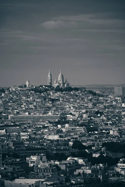 Панорамный Вид Парижа Крышу Катетер Sacre Coeur Закате Франция — стоковое фото