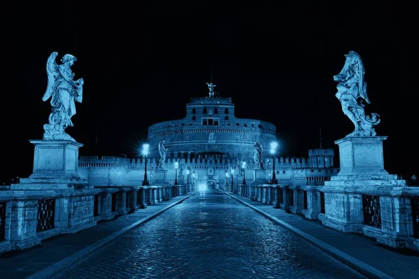 Castel Sant Angelo Itália Roma Noite Estátua Anjo Ponte — Fotografia de Stock