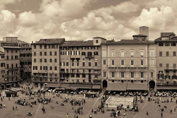 Vecchi Edifici Piazza Del Campo Siena — Foto Stock