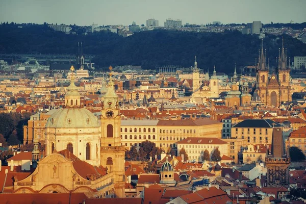 Prag Skyline Takutsikt Med Historiska Byggnader Tjeckien — Stockfoto