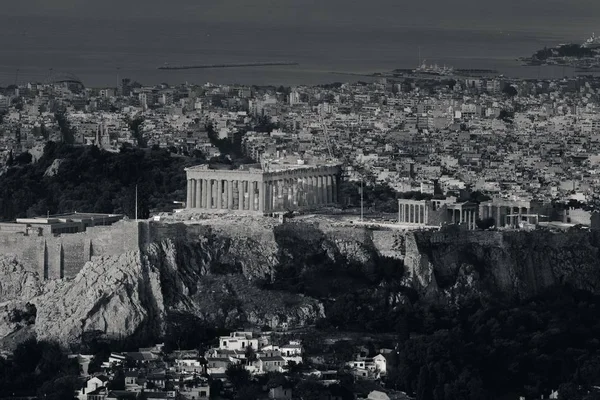 Skyline Athene Vanaf Lykavitos Met Acropolis Griekenland — Stockfoto