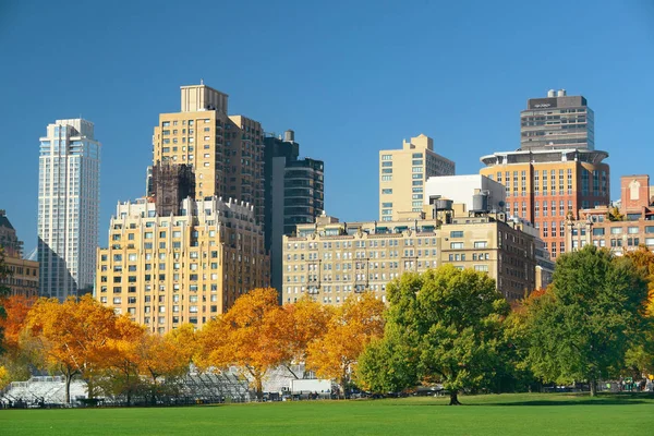 Vista Del Horizonte Del Centro Manhattan Desde Parque Central Otoño —  Fotos de Stock