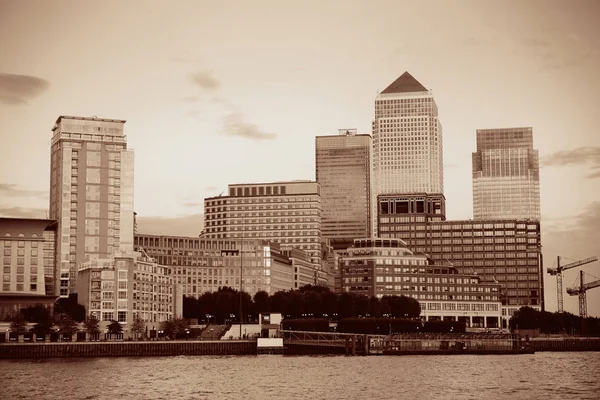 Canary Wharf Zakendistrict Londen Zwart Wit — Stockfoto