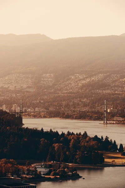 Lions Gate Bridge Tramonto Vancouver Canada — Foto Stock