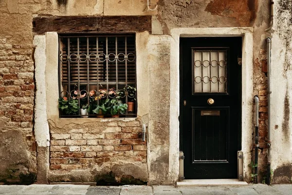 Puerta Ventana Vintage Edificios Antiguos Venecia Italia — Foto de Stock