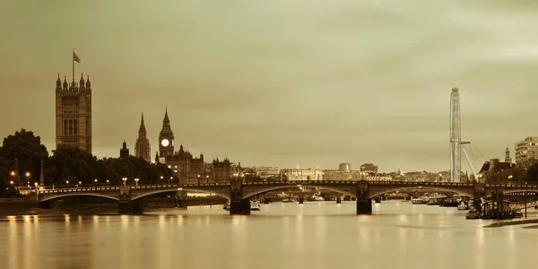 Panorama Rio Tamisa Com London Eye Westminster Palace Londres — Fotografia de Stock
