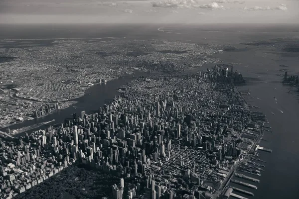 Vista Aérea Cidade Nova York Monocromática — Fotografia de Stock