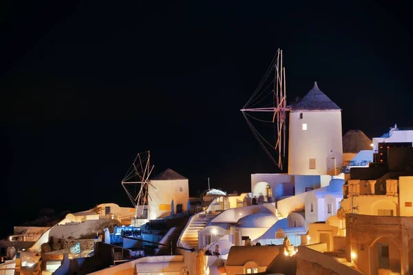 Santorini Island Traditional Windmill Night Greece — Stock Photo, Image