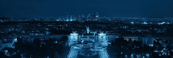 Paris City Skyline Tak Utsikt Med Defense Natten Frankrike – stockfoto