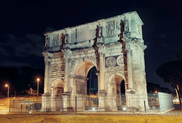 Arco Constantino Roma Por Noche Italia — Foto de Stock