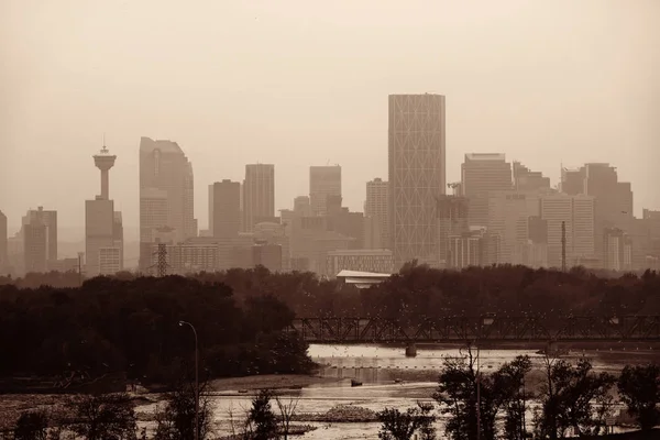 Silueta Panorama Calgary Albertě Kanada — Stock fotografie