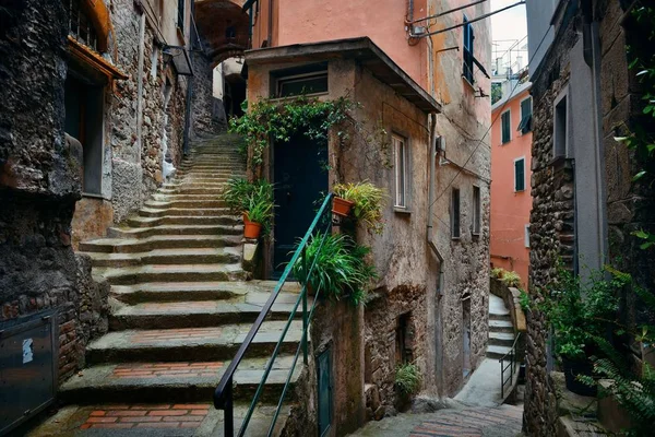 意大利Cinque Terre Riomaggiore典型的小巷景观 — 图库照片