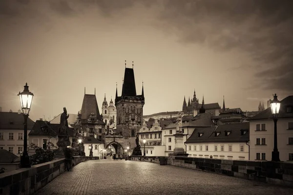 Karlsbrücke Prag Tschechische Republik Bei Nacht — Stockfoto