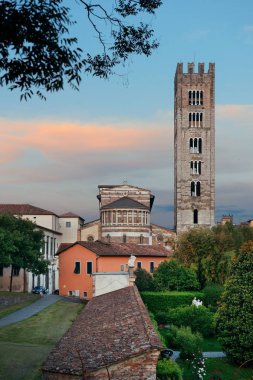 Lucca 'daki Basilica di San Frediano. İtalya' da tarihi binalar var..