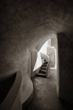 Santorini Adası Yunanistan tipik geleneksel yapılar.