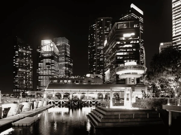 Сингапур Горизонтом Ночное Время Городскими Зданиями — стоковое фото