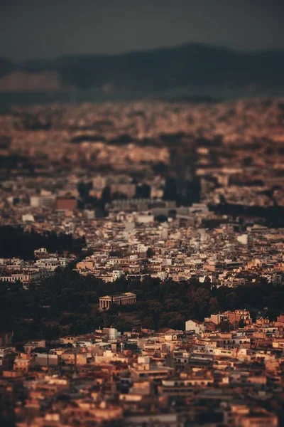 Atene Skyline Tilt Shift Visto Lykavitos Con Acropoli Grecia — Foto Stock