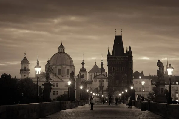 Charles Bridge Prague Τσεχία Την Νύχτα — Φωτογραφία Αρχείου