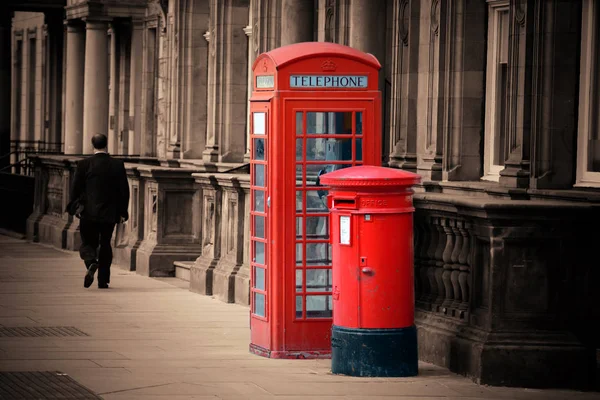 Edinburgh City Street View Telephone Box Wielka Brytania — Zdjęcie stockowe