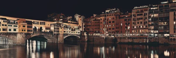 Ponte Vecchio Över Floden Arno Panorama Florens Natten — Stockfoto